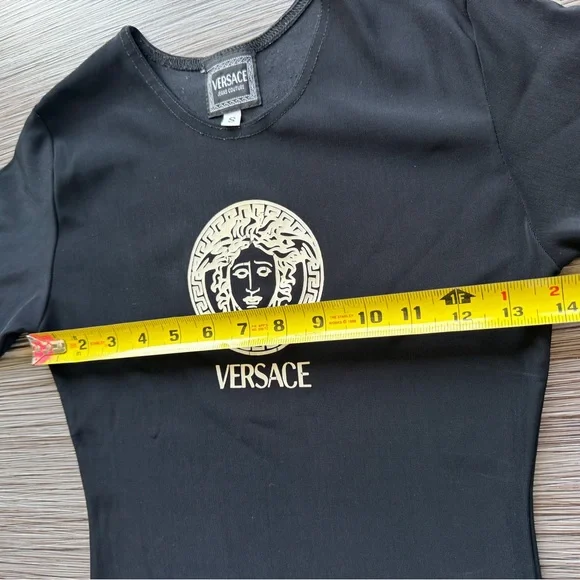 Versace Black Short-Sleeve Tee with White Medusa Logo Size Small - Picture 6 of 7